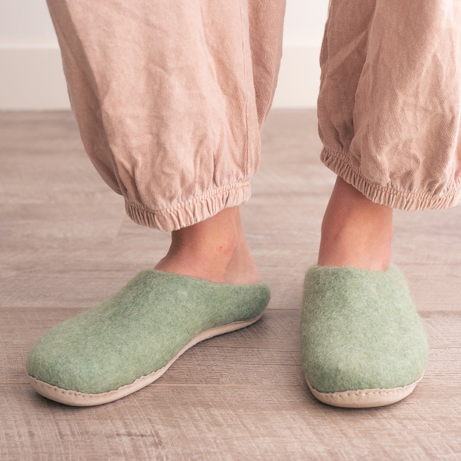 Eucalyptus Green | Luxury Organic Merino Wool Slippers