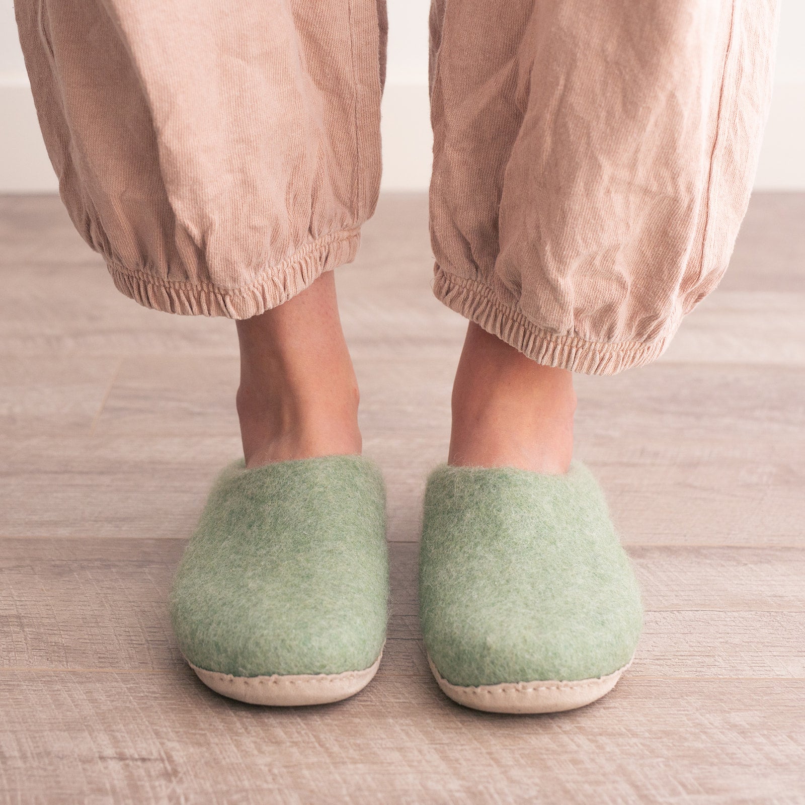 Eucalyptus Green | Luxury Organic Merino Wool Slippers