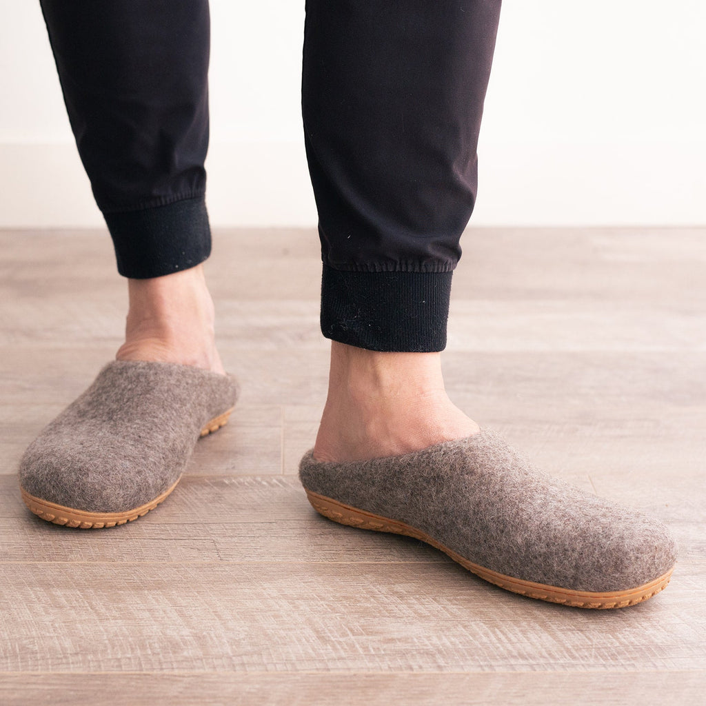 Earth Brown | Mens Organic Merino Wool Slippers