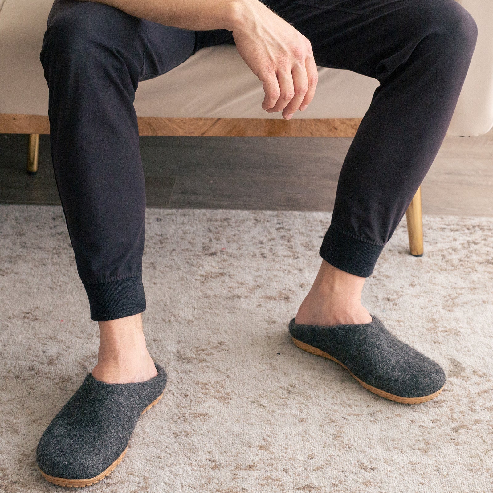 Stone Gray | Mens Organic Merino Wool Slippers