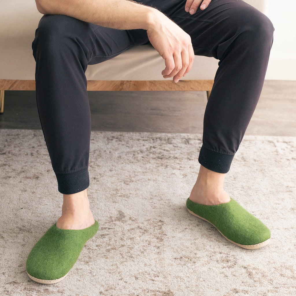 Forest Green | Mens Organic Merino Wool Slippers